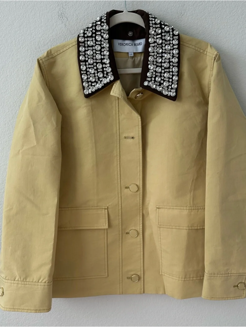 VERONICA BEARD Arlen Crystal Collar Cotton
Dickey Coat Yellow SZ L - Picture 3 of 9